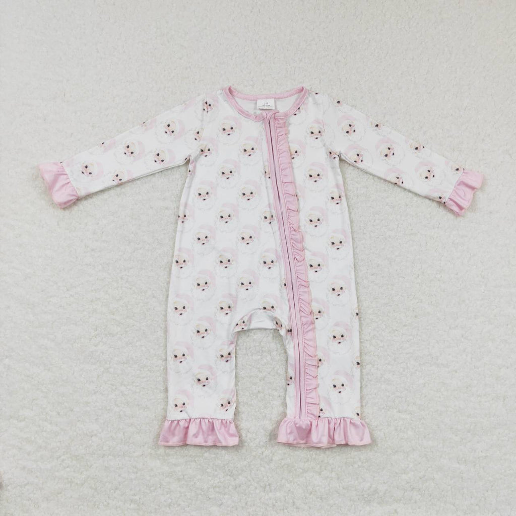 pink santa baby girl christmas zip sleeper