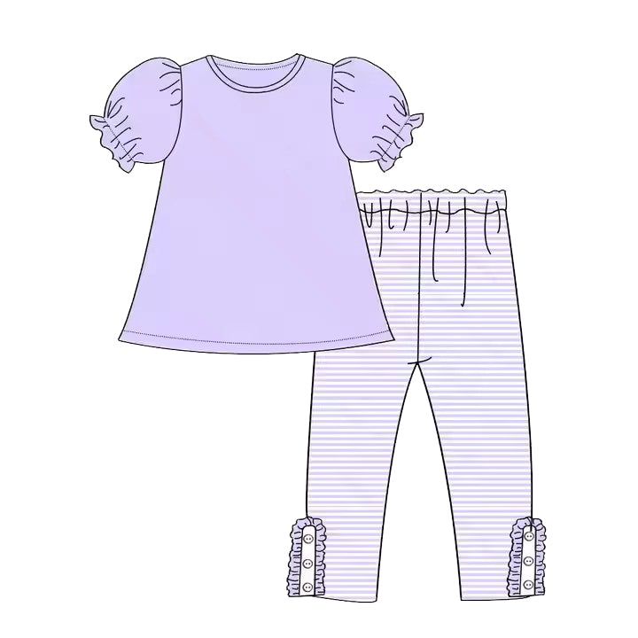 TAT 5-6 weeks Custom order girl spring lanvender stripes legging set