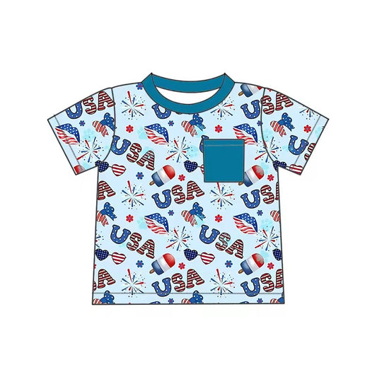 TAT 6-8 weeks MOQ 5 western 4th of july kids  t-shirt