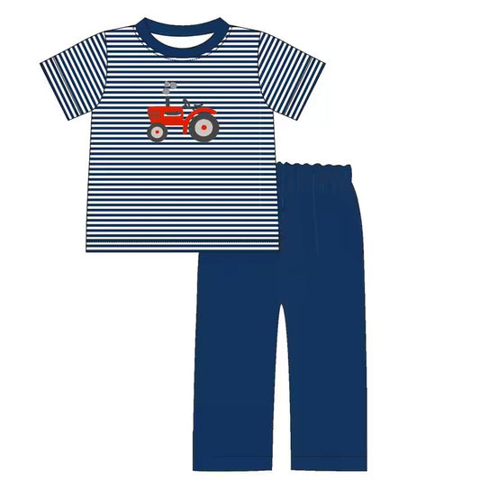 TAT 6-7 weeks MOQ 3 navy stripe tractor pants set