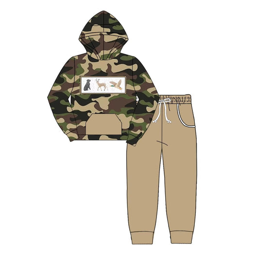 MOQ 8 TAT 6-8 weeks long sleeve hunting boy hoodie outfit