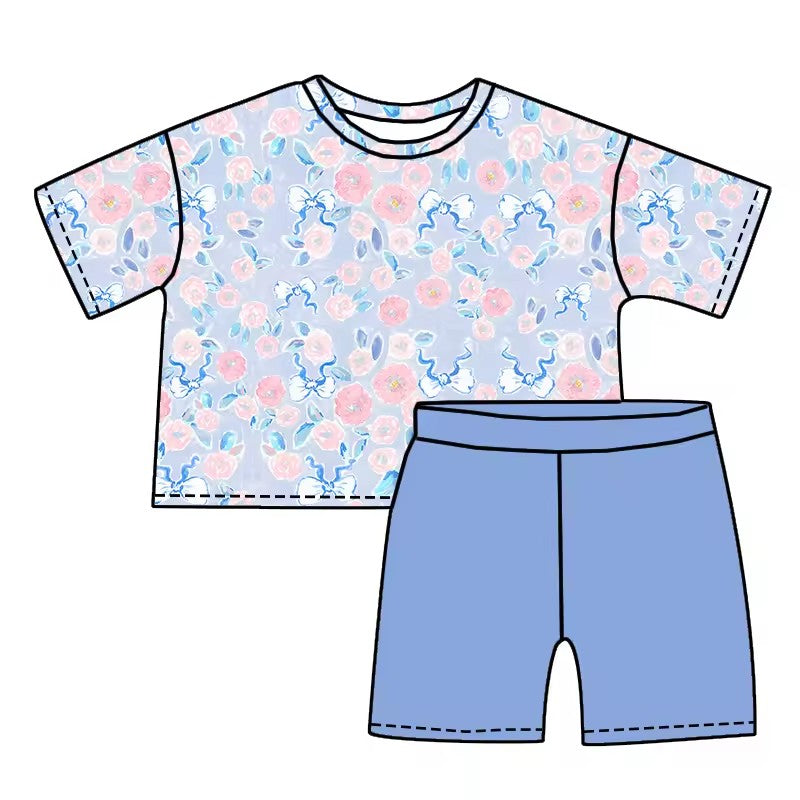 TAT 6-7 weeks MOQ 5 flower and coquette shorts set