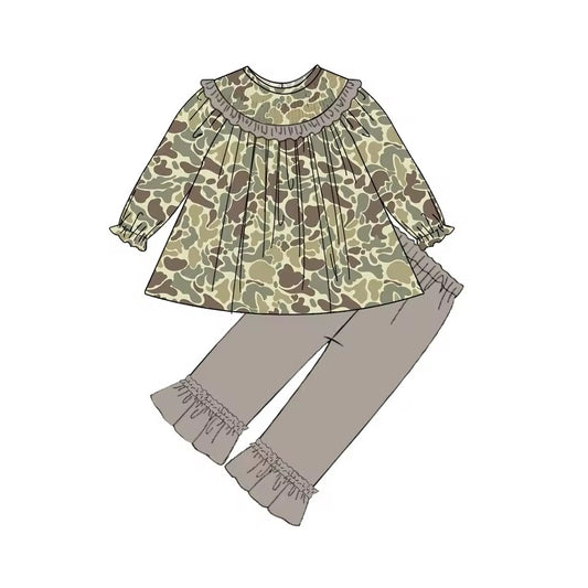 MOQ 8 TAT 6-8 weeks long sleeve girl camo outfit