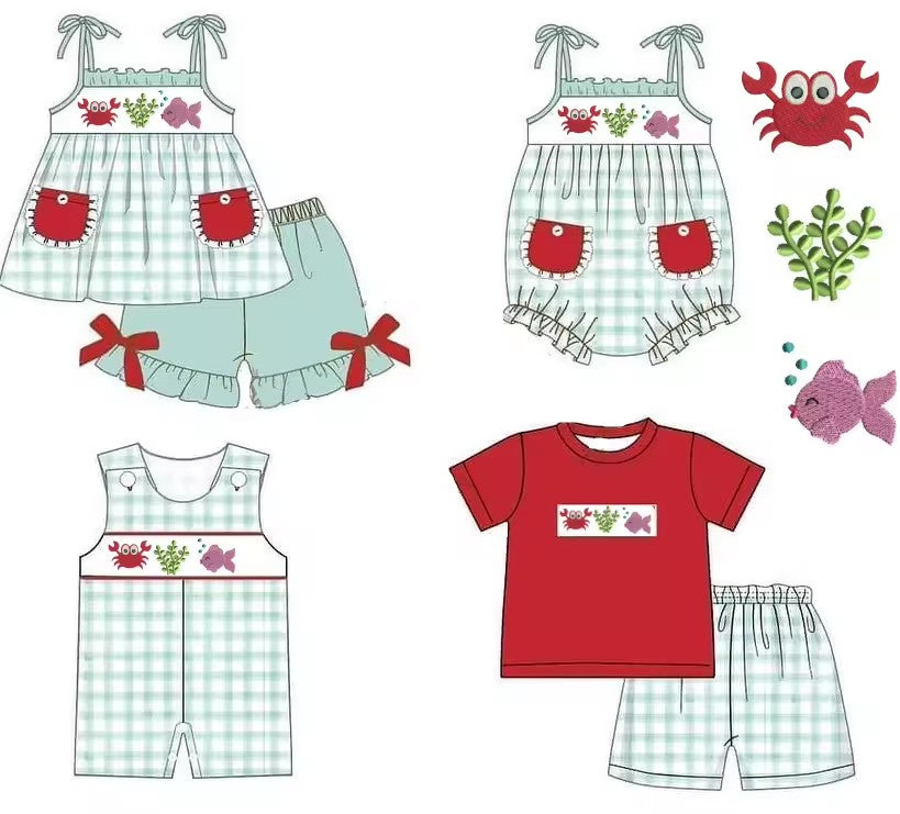 TAT 6-8 weeks MOQ 5 each ocean life print sibling clothing