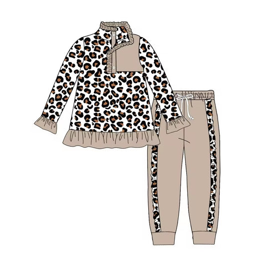 MOQ 8 TAT 6-8 weeks leopard girl jogger set