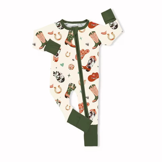 TAT 6-8 weeks MOQ 8 cowboy baby boy zip sleeper