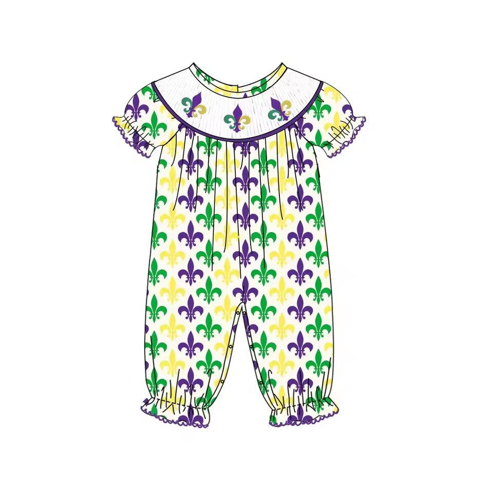 MOQ 8 TAT 6-8 weeks mardi gras baby girl romper