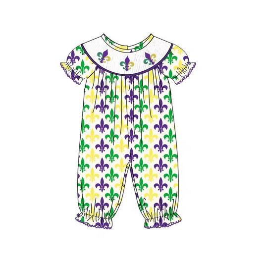 MOQ 8 TAT 6-8 weeks mardi gras baby girl romper