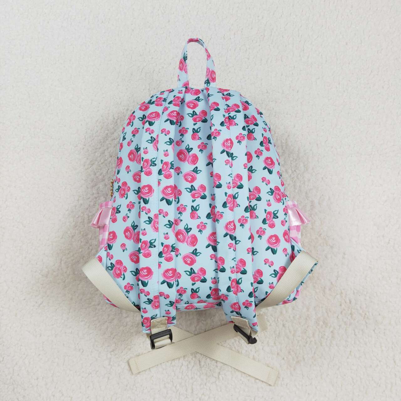 pink floral plaid ruffle bag kids backpack