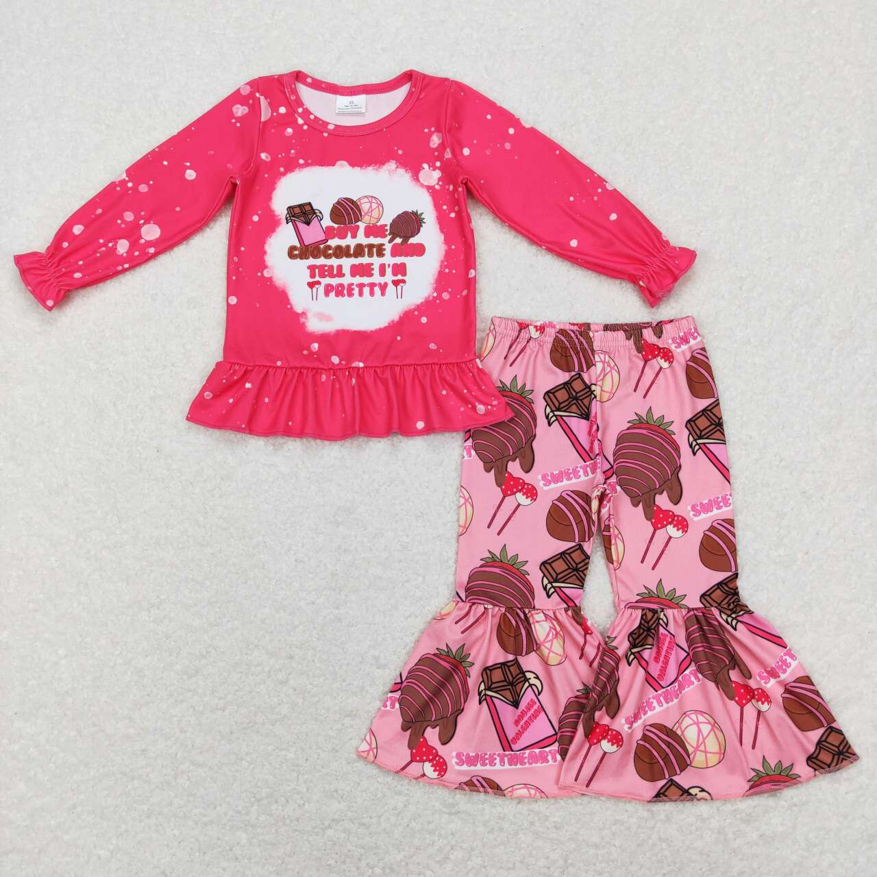girl long sleeve valentine's day chocolate outfit