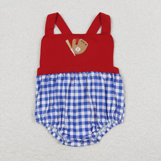 baseball embroidery cross back bubble baby clothes