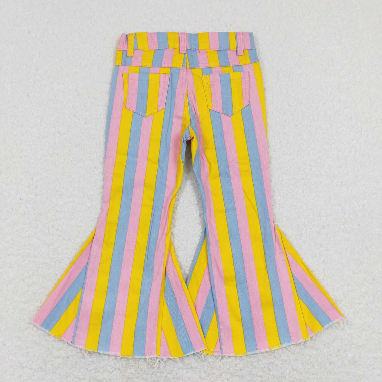 pink yellow blue striped denim pants girls  jeans