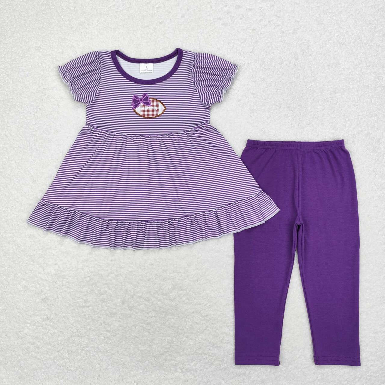 football embroidered legging set purple