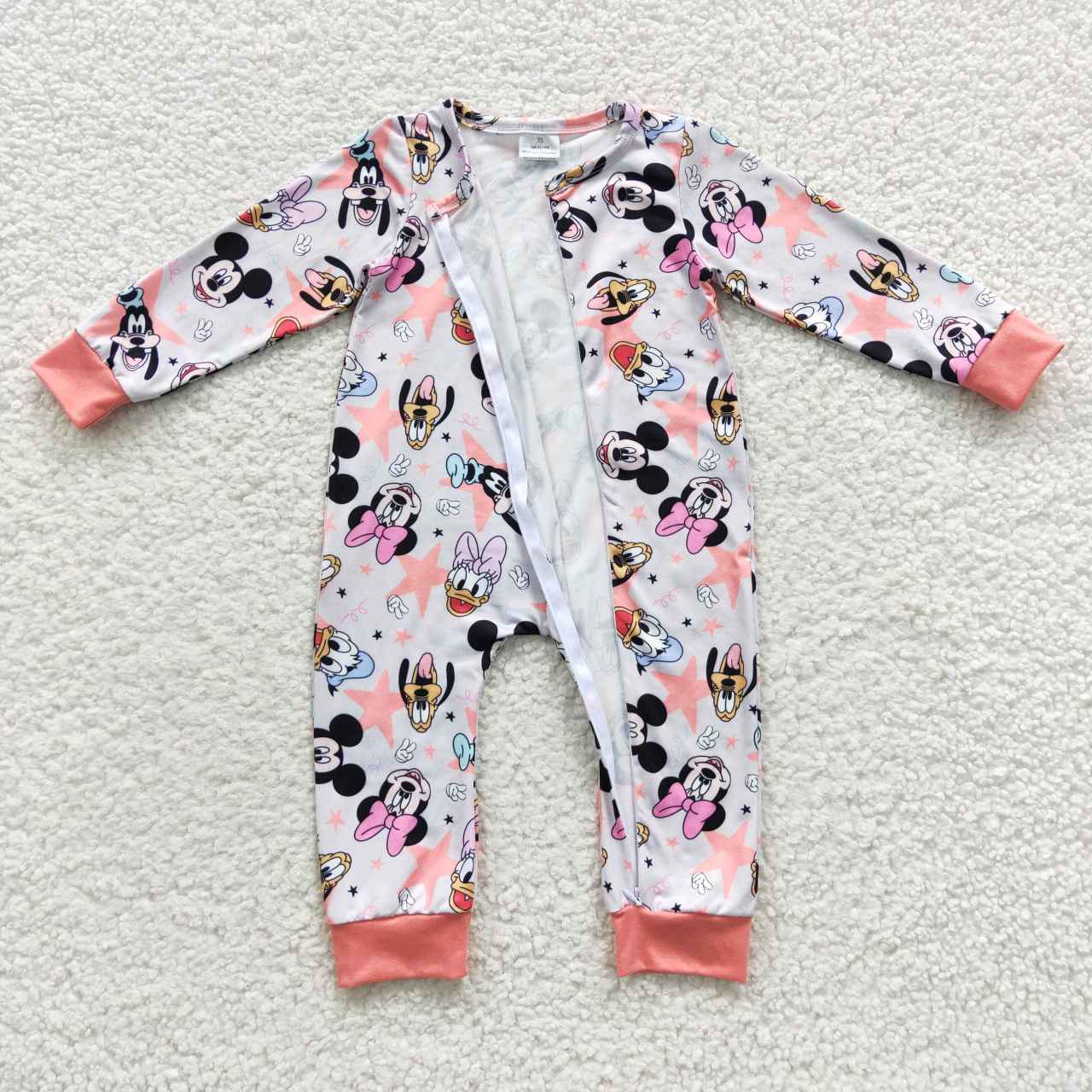 cartoon pink toddler baby zipper romper