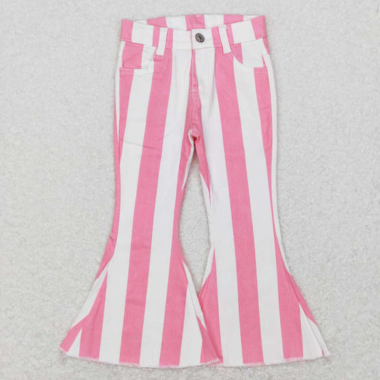 pink stripe denim flare bottom jeans girls clothes