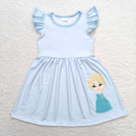 cotton blue princess pattern dress