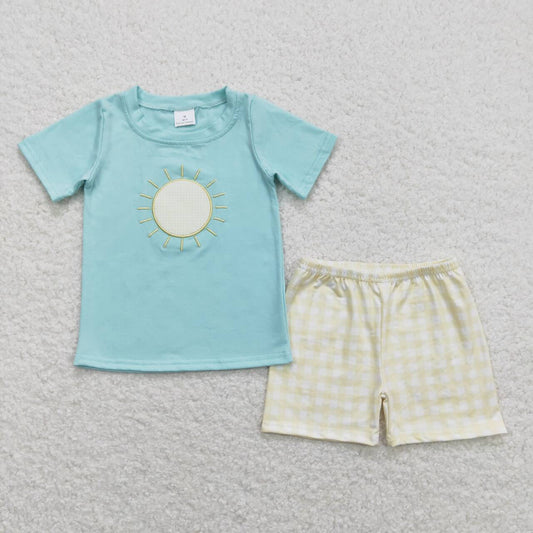 baby boy clothes sun embroidery shorts set