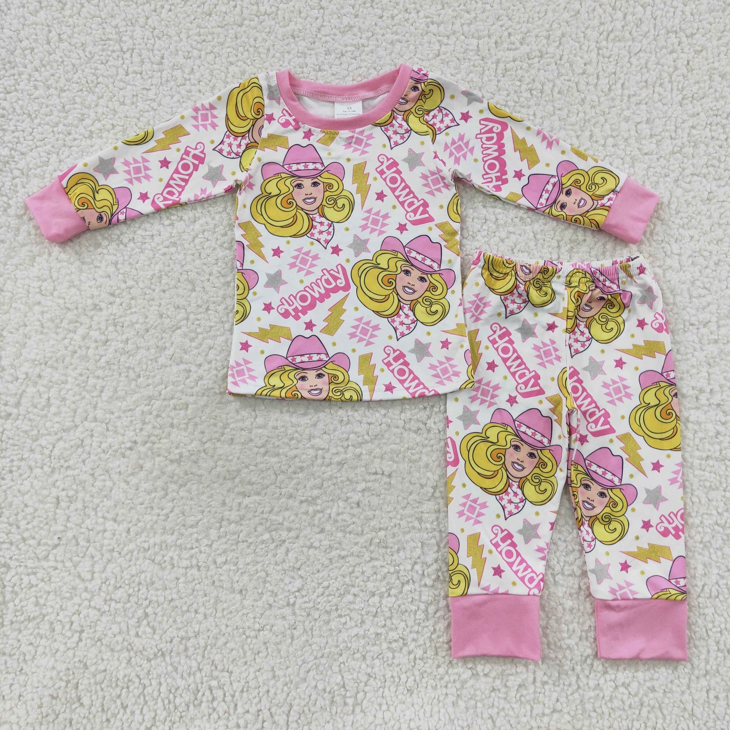 howdy girls pajama set pink