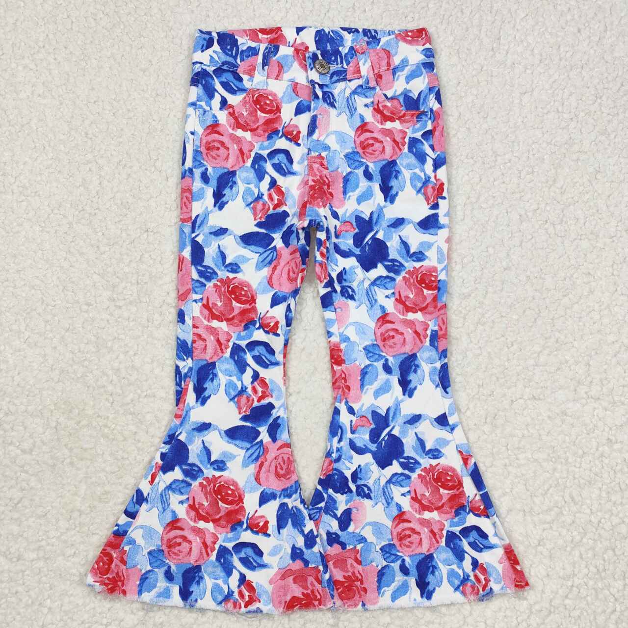 girls floral jeans bell bottom denim pants