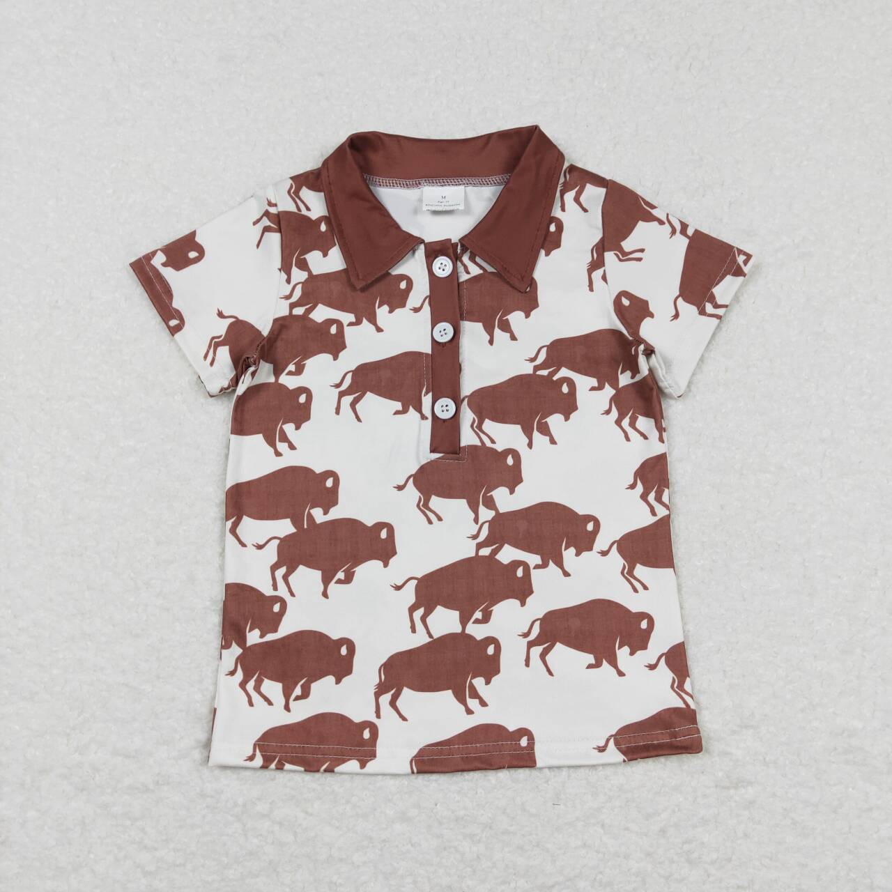 boy brown buffalo button t-shirt