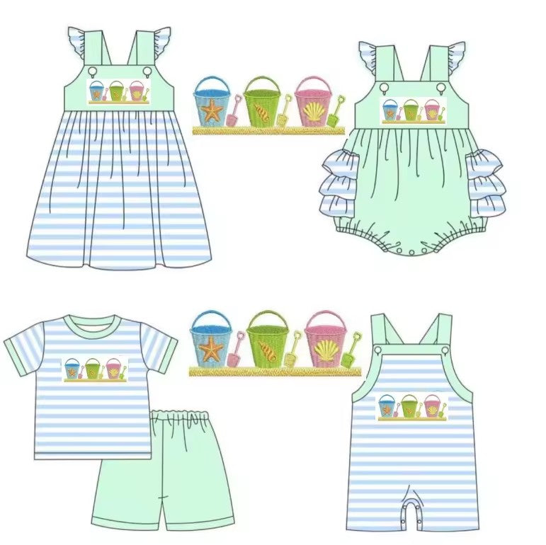 TAT 6-8 weeks MOQ 5 each beach bucket print sibling clothing