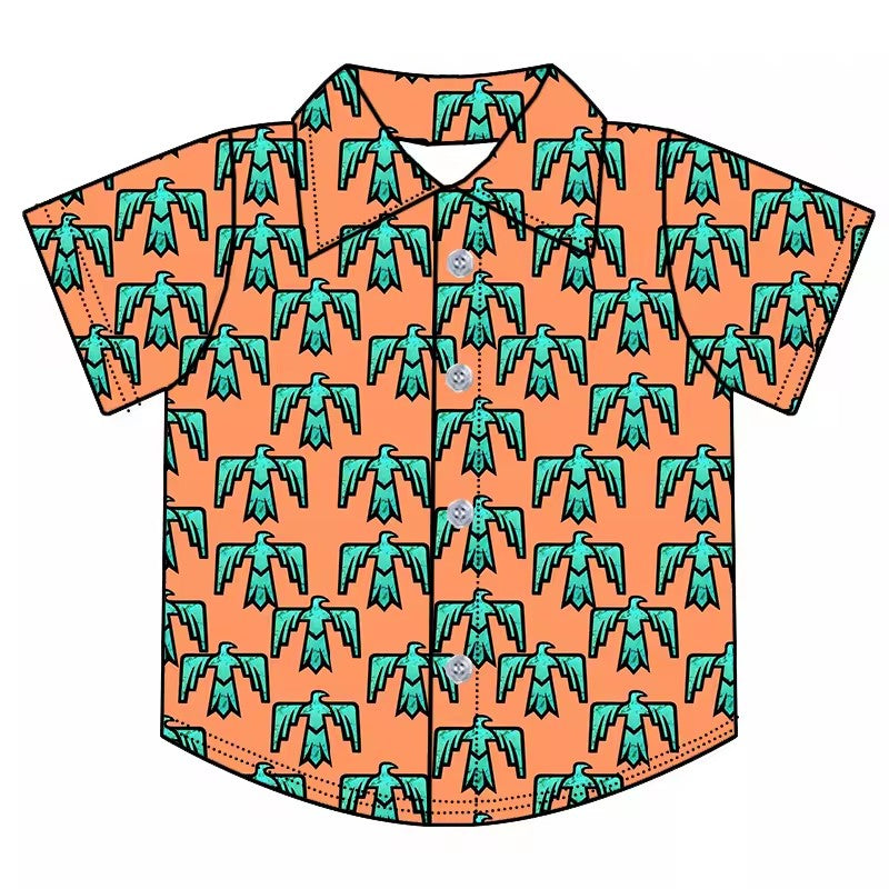 TAT 6-8 weeks MOQ 5 western boy button down t-shirt summer clothing