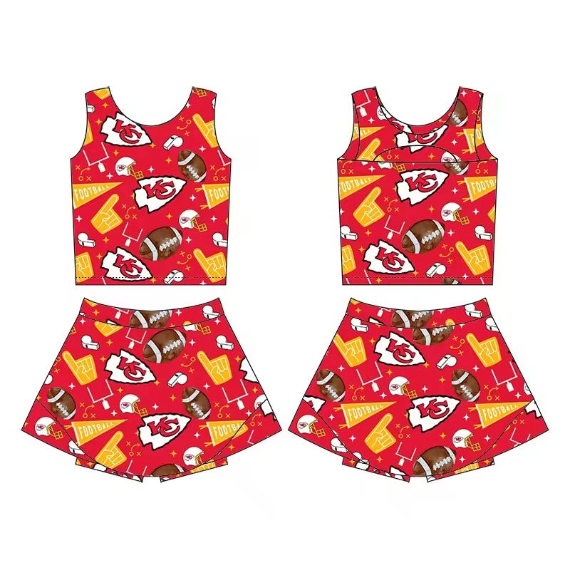 MOQ 8 TAT 6-7 weeks Chief Football Little Girl Skort Set