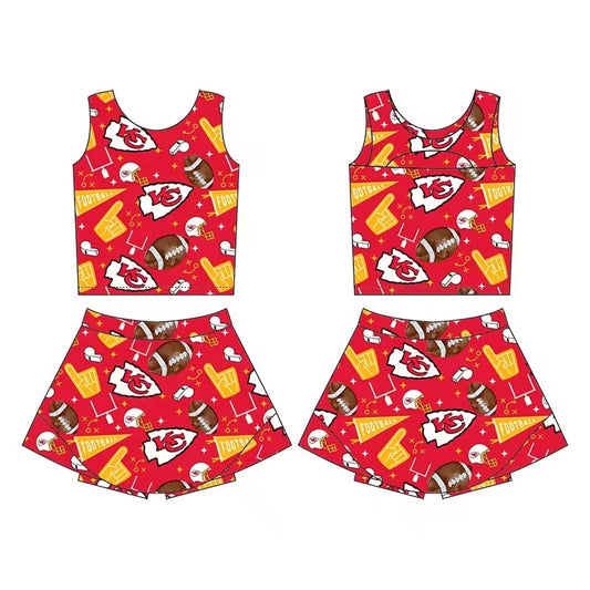 MOQ 8 TAT 6-7 weeks Chief Football Little Girl Skort Set