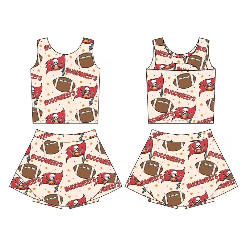 MOQ 8 TAT 6-7 weeks Football Team Little Girl Skort Set