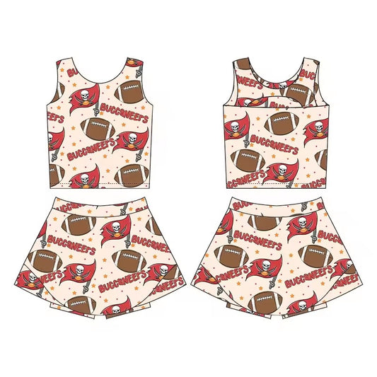 MOQ 8 TAT 6-7 weeks Football Team Little Girl Skort Set