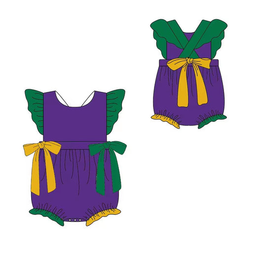 MOQ 8 TAT 6-8 weeks mardi gras baby girl romper