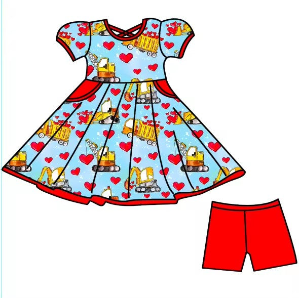 TAT 6-7 weeks MOQ 5 heart constructions girl shorts set