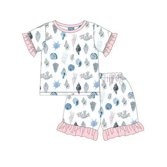 TAT 6-7 weeks MOQ 3 ocean shell shorts pajama