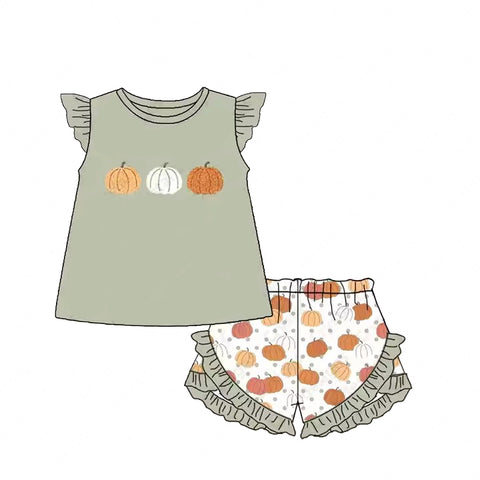 TAT 6-7 weeks MOQ 3 pumpkin shorts set girl