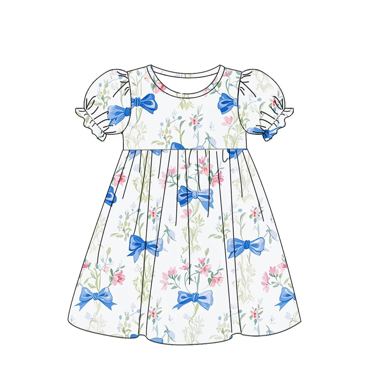 TAT 5-6 weeks MOQ 3 blue crimson bows dress