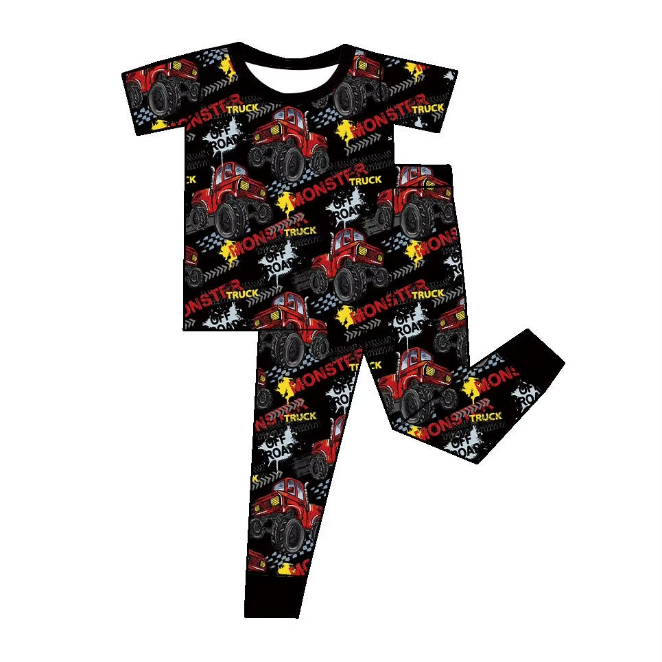 TAT 5-6 weeks MOQ 3 short sleeve monster truck pajama set