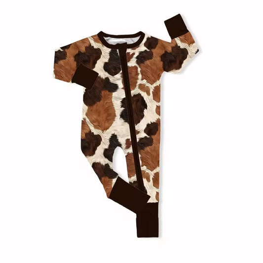 TAT 6-8 weeks MOQ 8 cow print baby boy zip sleeper