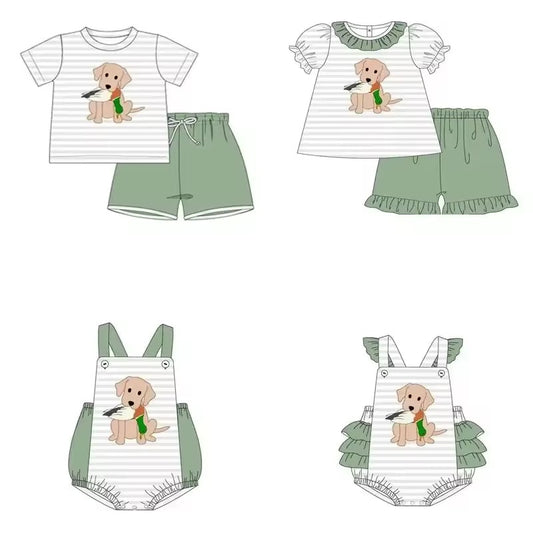 TAT 6-8 weeks MOQ 5 each hunting dog print sibling clothing