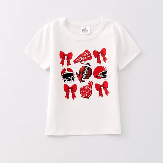 MOQ 8 TAT 6-7 weeks baby girl football white tee