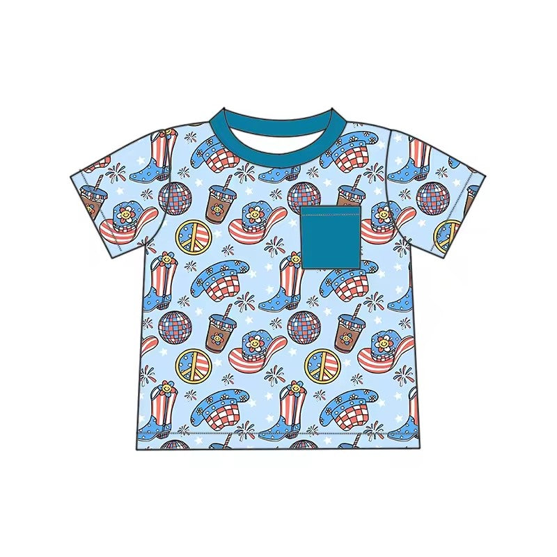 TAT 6-8 weeks MOQ 5 western 4th of july kids  t-shirt