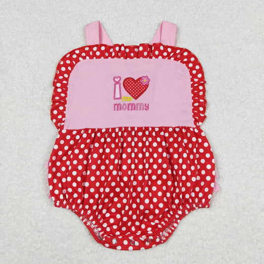 embroidery i love my mommy red polk dots baby girl bubble