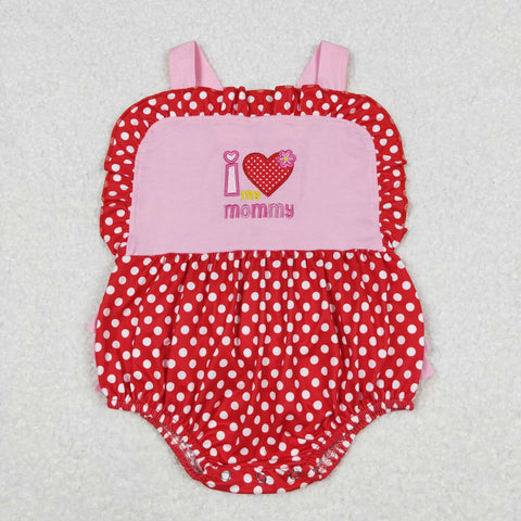 embroidery i love my mommy red polk dots baby girl bubble
