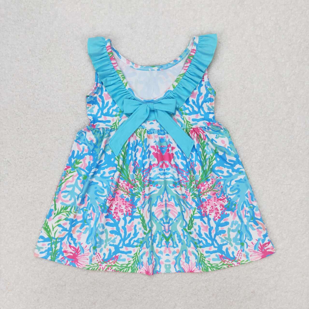 sleeveless colorful lily twirl bow dress