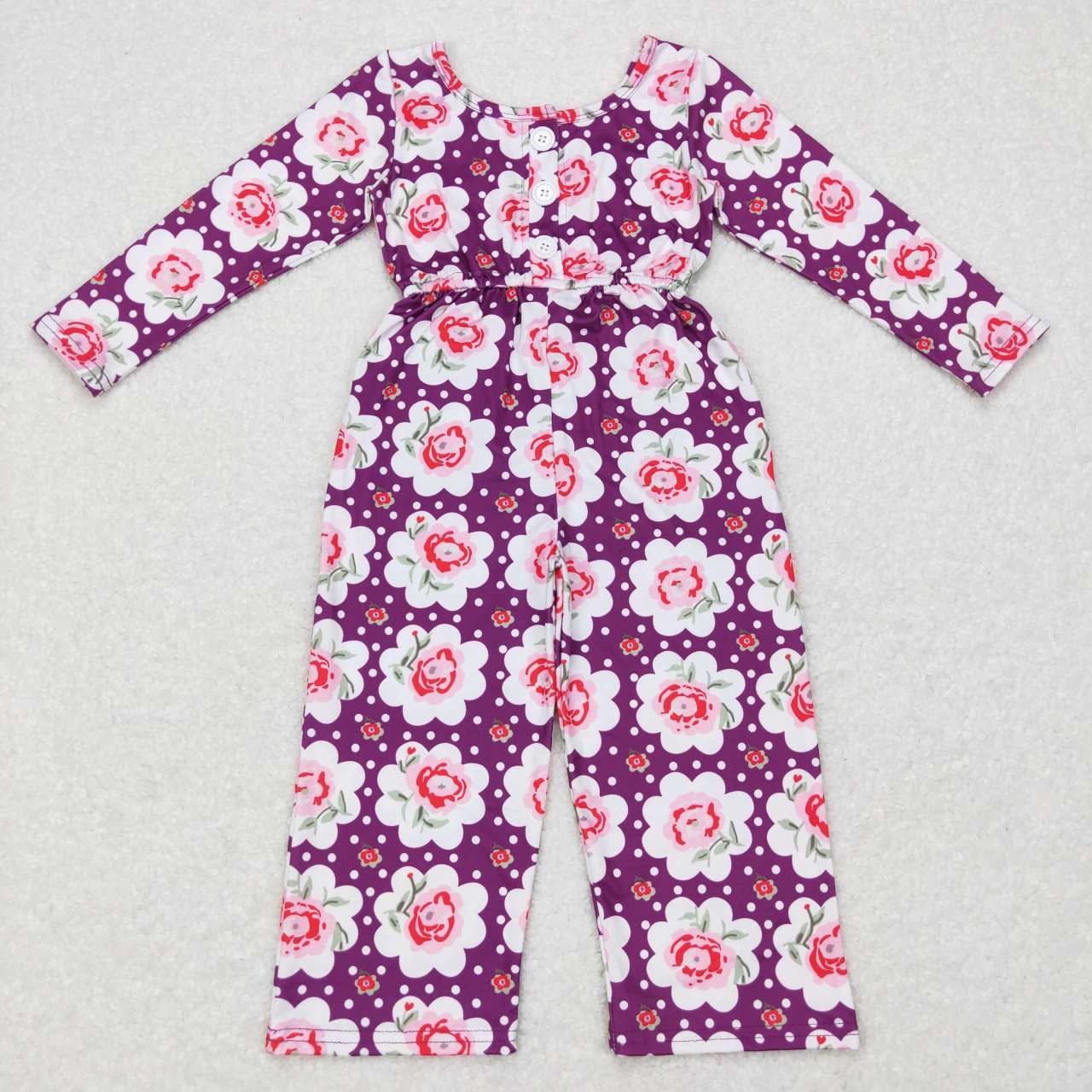 long sleeve purple floral jumpsuit girls fall clothing