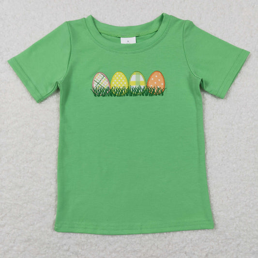 cotton green egg embroidery boys easter t-shirt