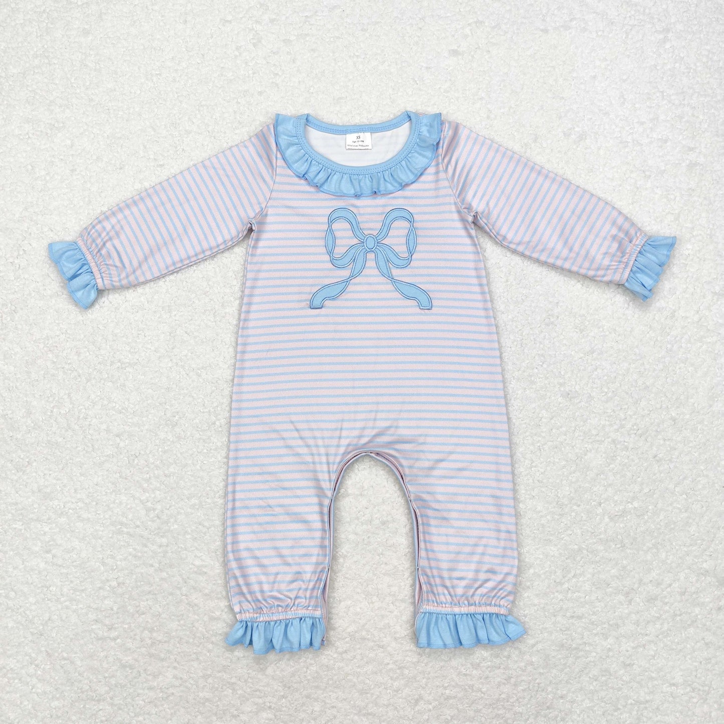 stripes coquette embroidery romper