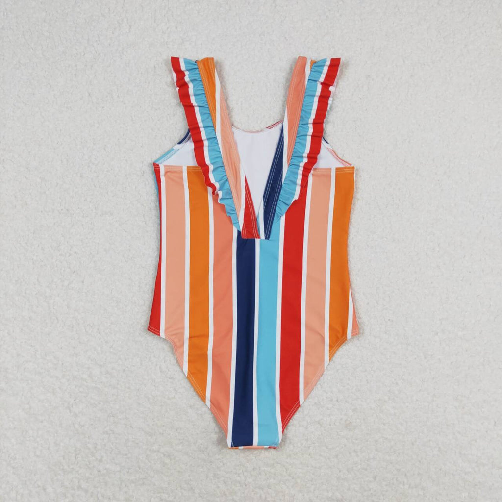 colorful striped one piece swimsuit