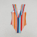 colorful striped one piece swimsuit