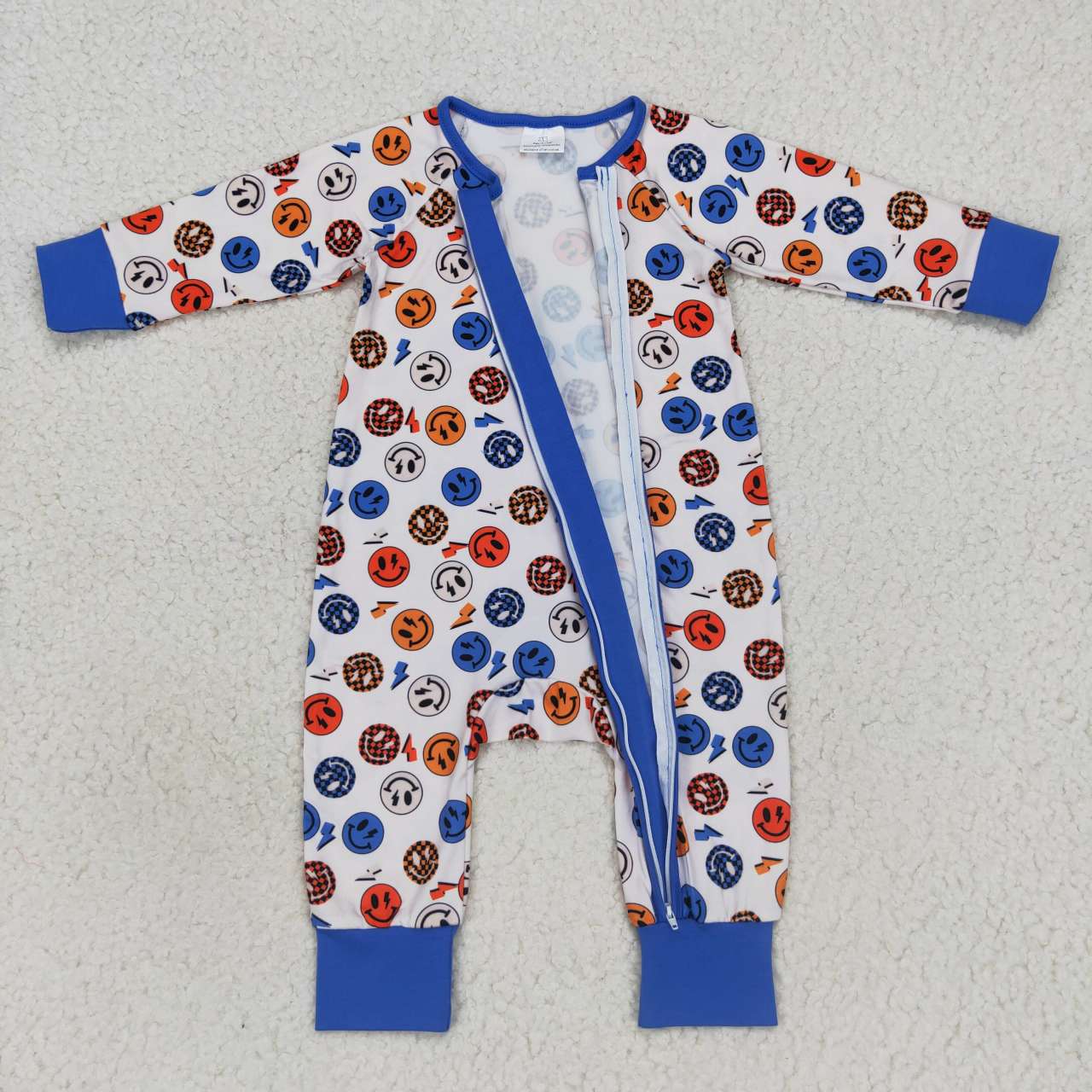 smile emojo baby boy zip sleeper