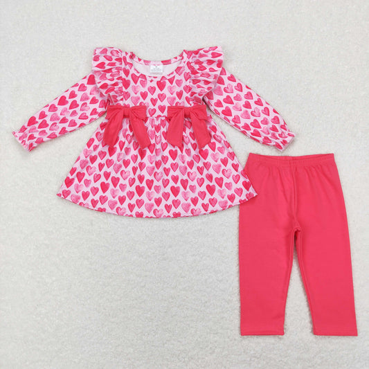 baby girl long sleeve heart tunic hot pink solid legging set